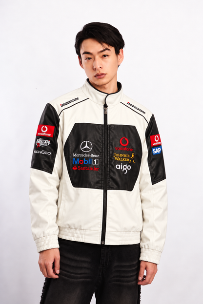 F1 Mclaren Mercedes "Hamilton" Vegan Leather Racing Jacket
