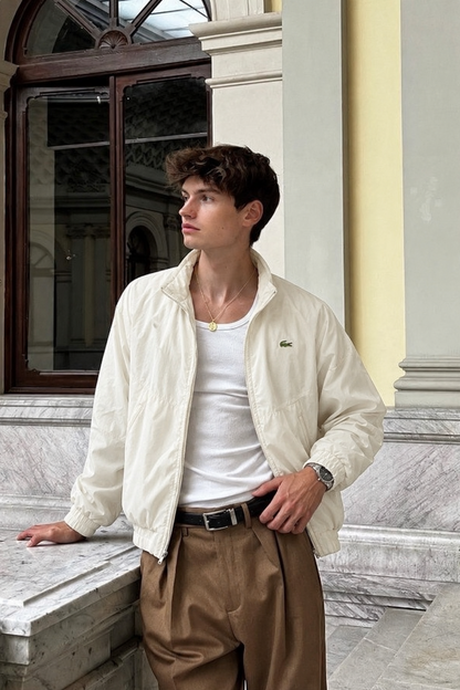 2000 Vintage Lacoste Cream Windbreaker Jacket (M/L)