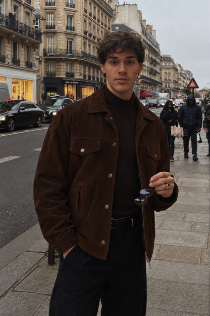 2000 Vintage Leather Suede Trucker Jacket (L)
