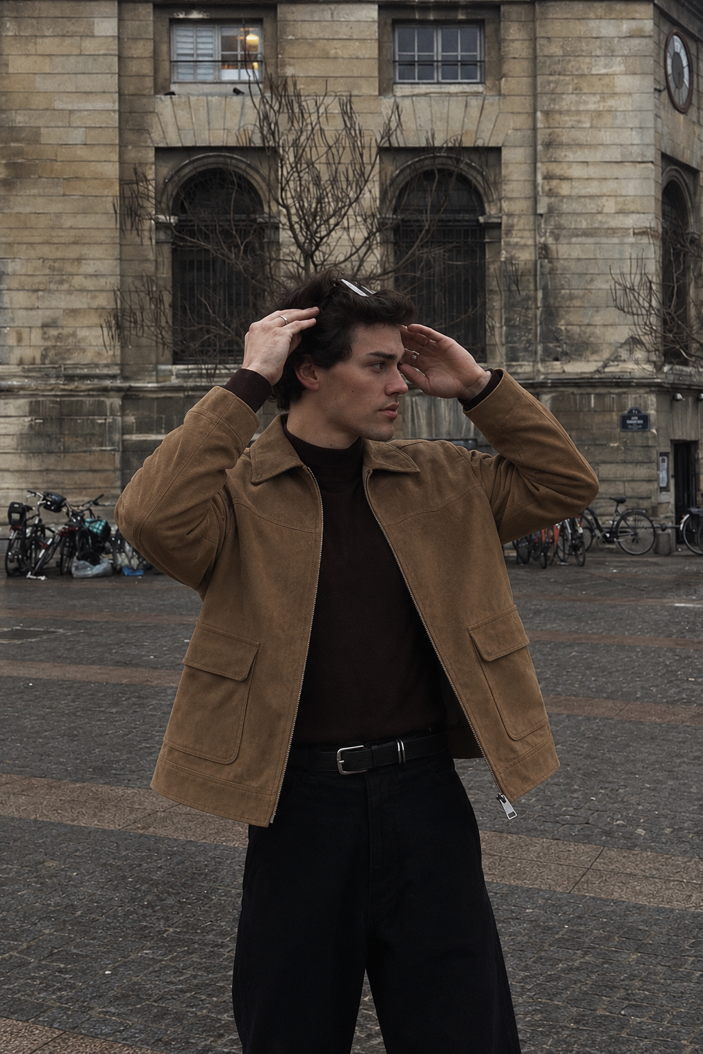2000 Vintage Camel Workwear Leather Suede Jacket (M)