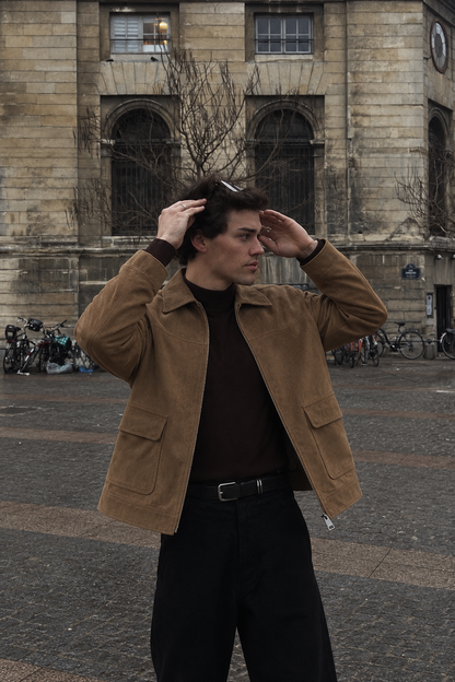 2000 Vintage Camel Workwear Leather Suede Jacket (M)