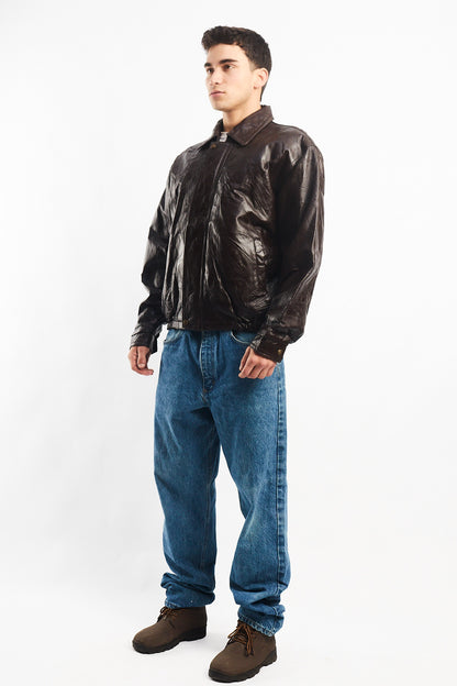 1990 Vintage Chocolate Patchwork Bomber Jacket (M/L)