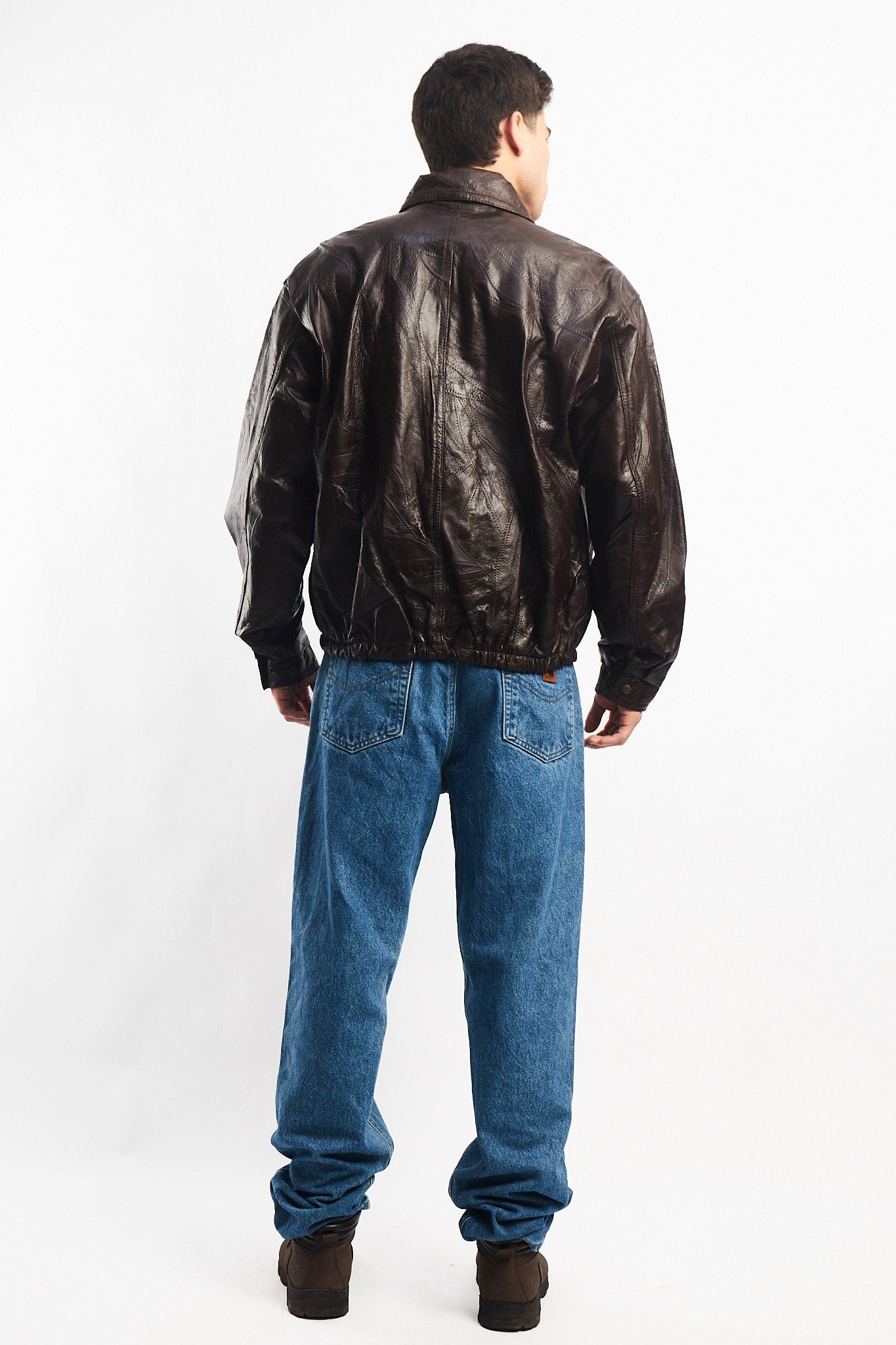 1990 Vintage Chocolate Patchwork Bomber Jacket (M/L)