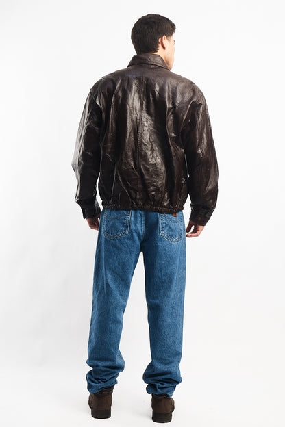 1990 Vintage Chocolate Patchwork Bomber Jacket (M/L)