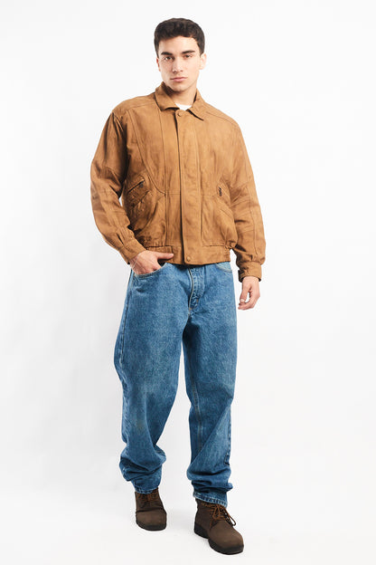 Vintage Nobuck Leather Type Aviator Jacket (M)