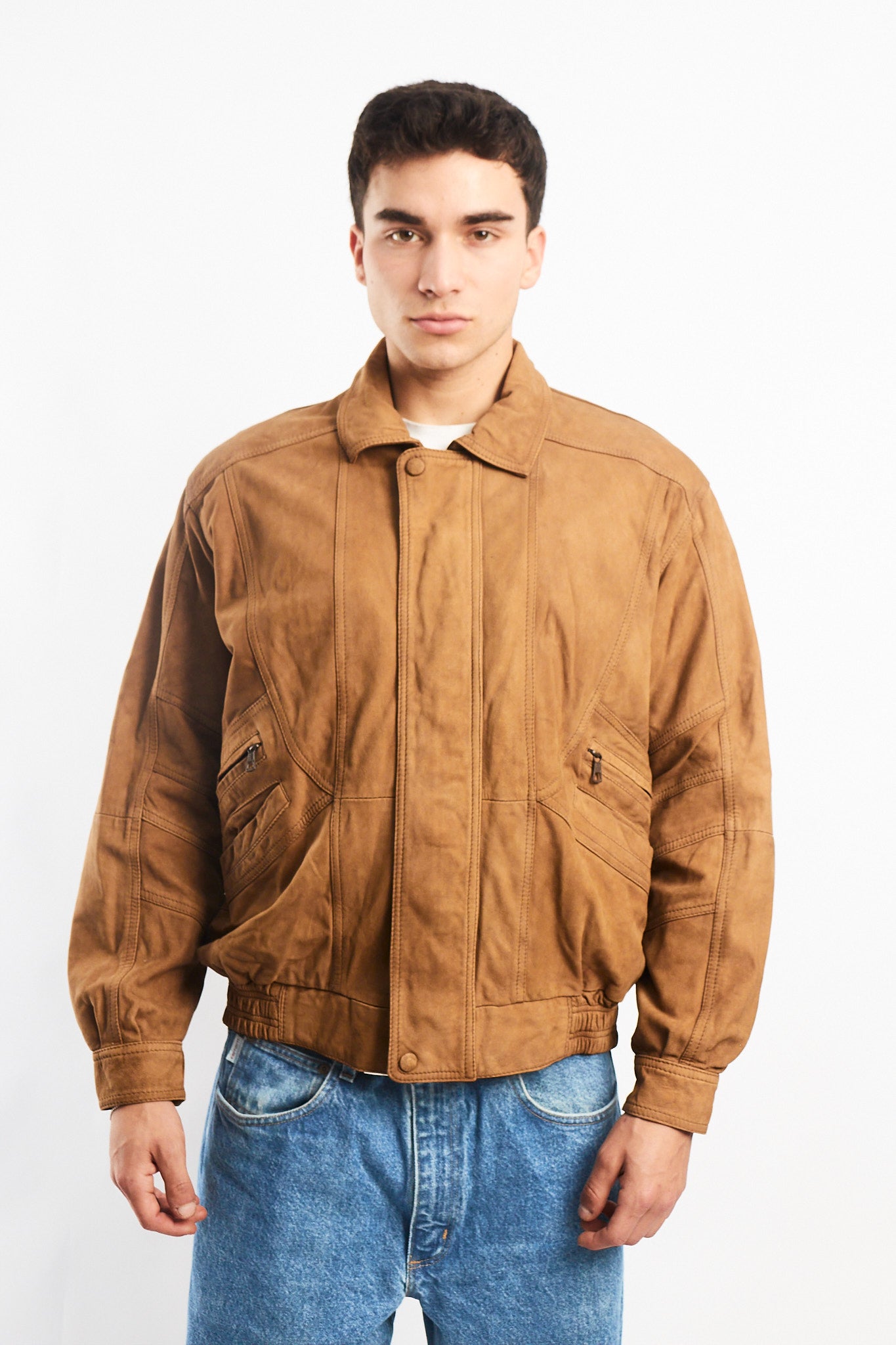 Vintage Nobuck Leather Type Aviator Jacket (M)