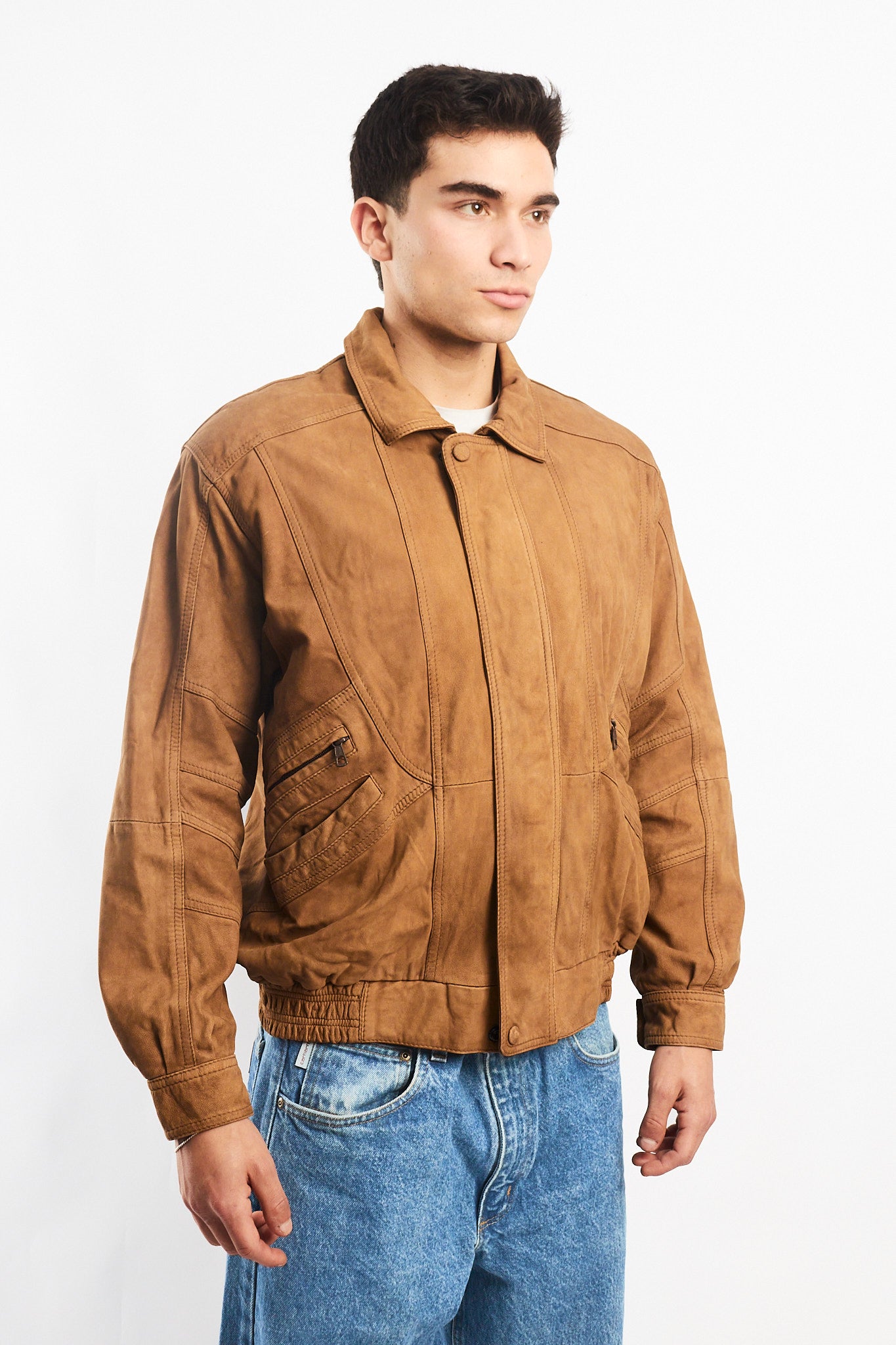 Vintage Nobuck Leather Type Aviator Jacket (M)