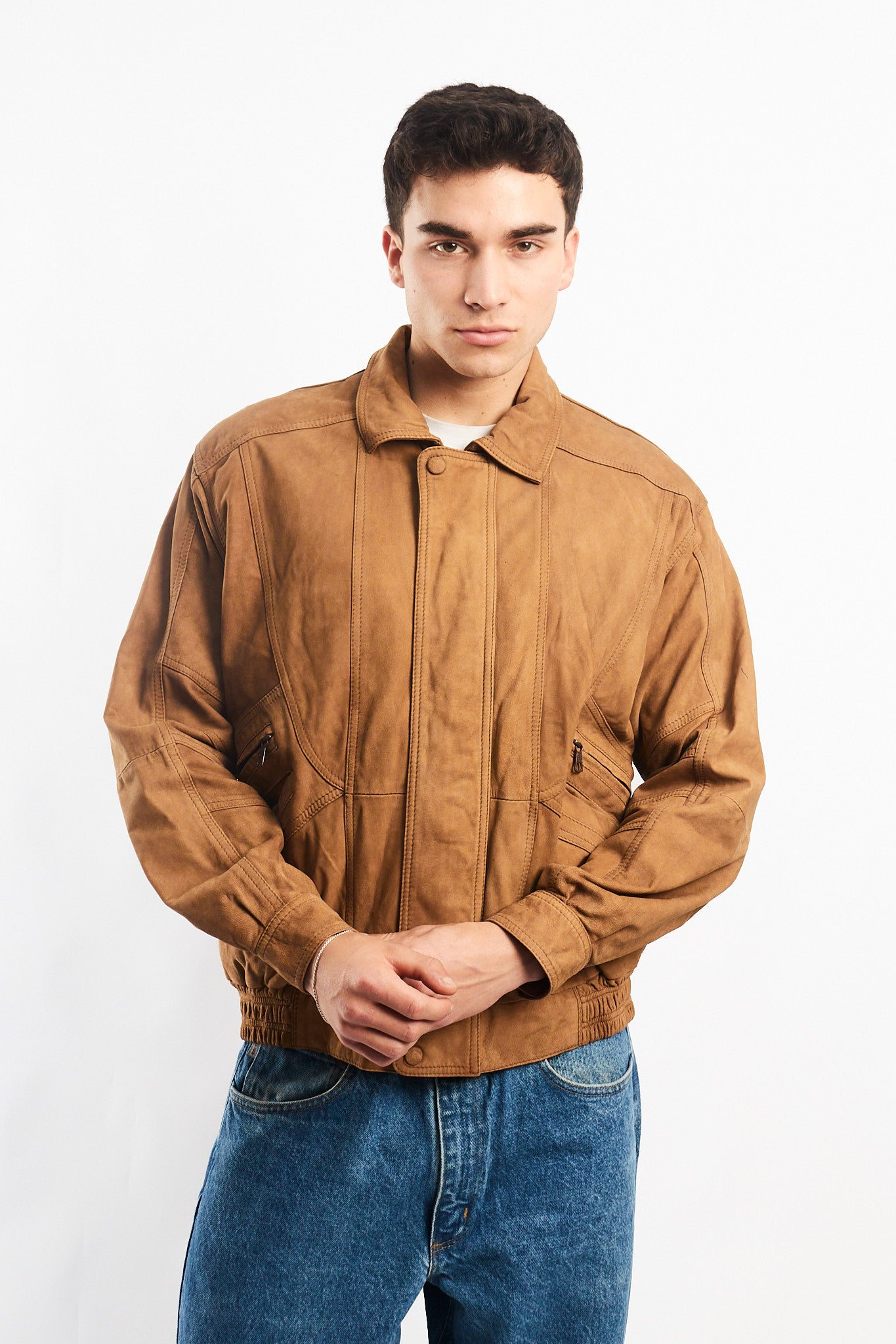 Vintage Nobuck Leather Type Aviator Jacket (M)