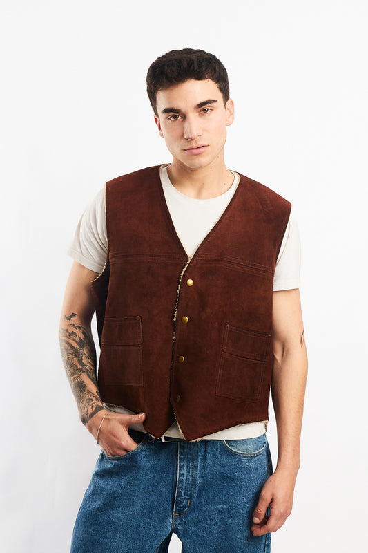 Vintage Trailsmaster Leather Sherpa Vest (M/L)