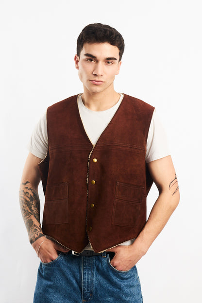 Vintage Trailsmaster Leather Sherpa Vest (M/L)