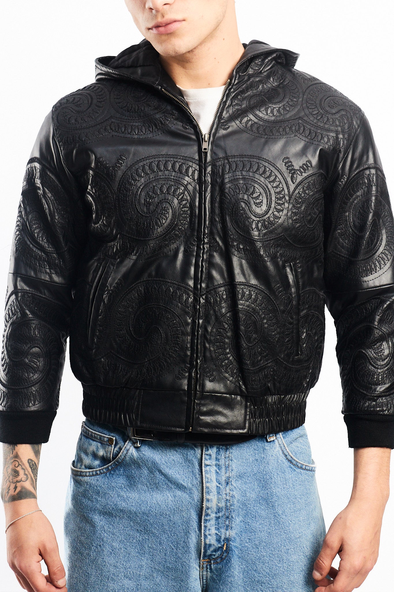 Vintage New York Tribal Vegan Leather Active Jacket (S)