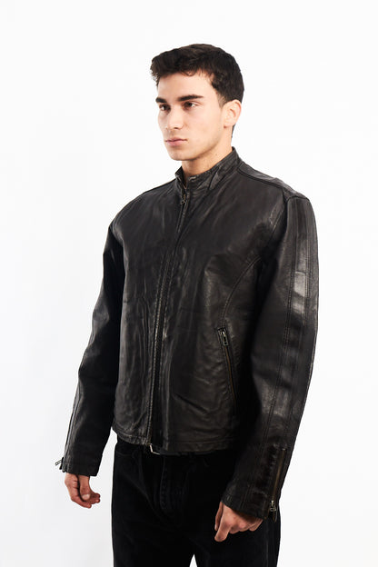 Vintage Chocolate Genuine Leather Bomber Jacket (M)