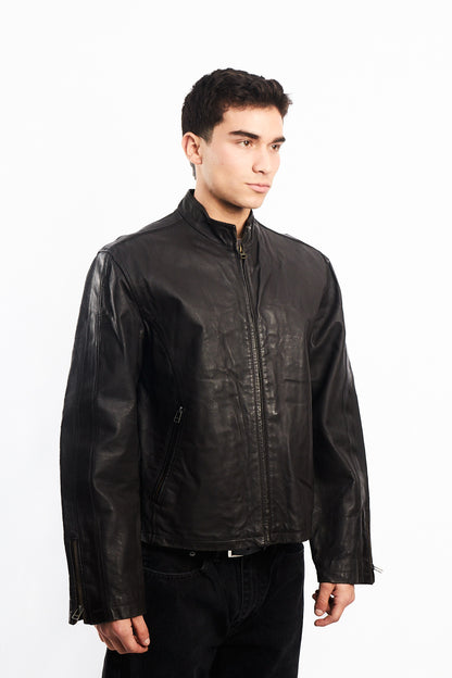 Vintage Chocolate Genuine Leather Bomber Jacket (M)