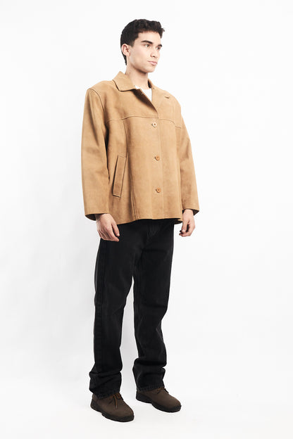 Beige Suede Leather Coat (M/L)