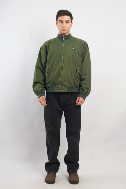 1990 Tommy Hilfiger Green Harrington Bomber Jacket (L/XL)