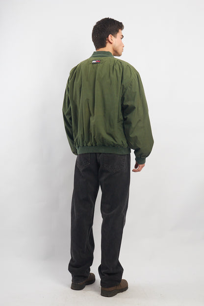 1990 Tommy Hilfiger Green Harrington Bomber Jacket (L/XL)