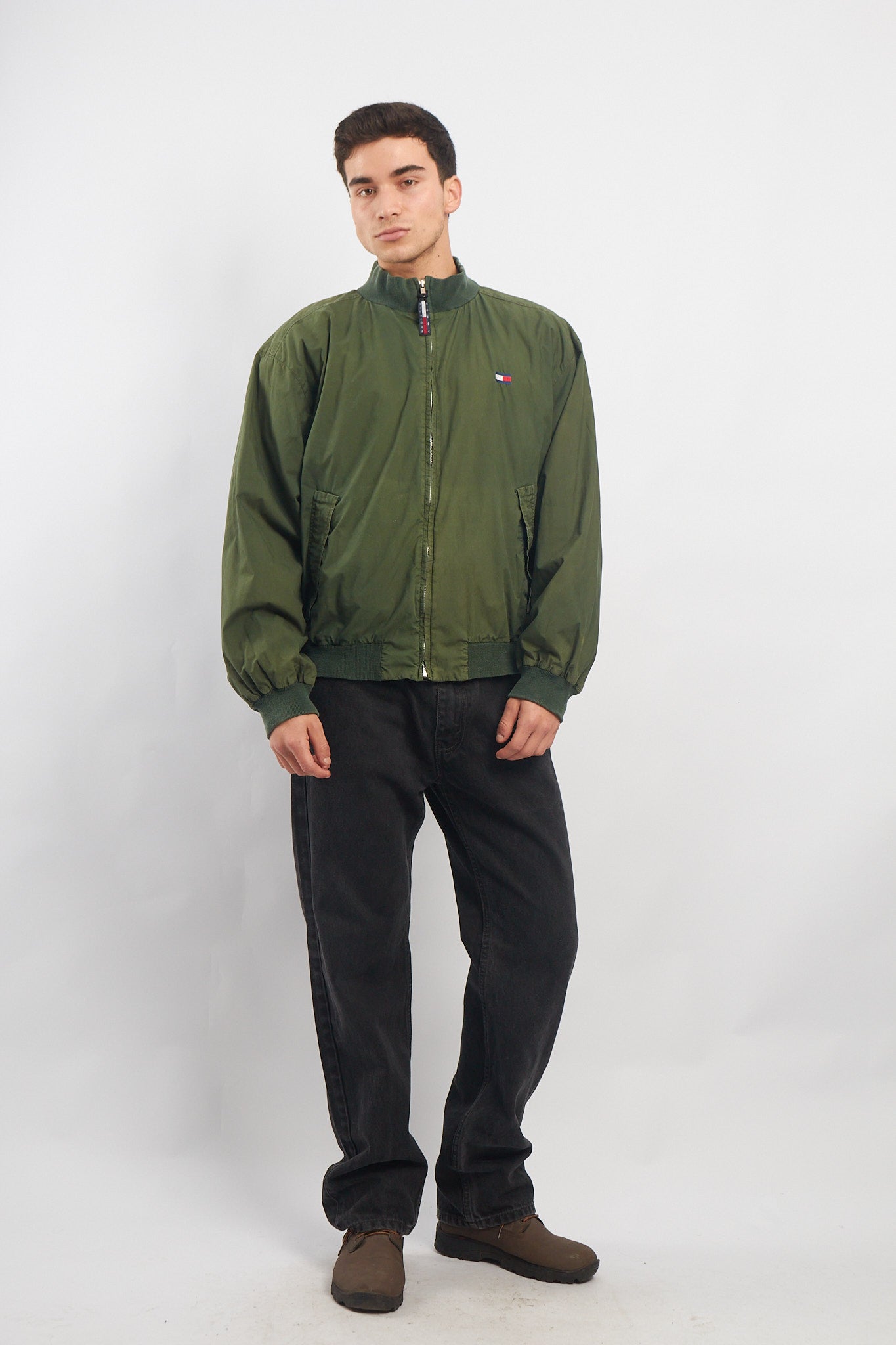 1990 Tommy Hilfiger Green Harrington Bomber Jacket (L/XL)