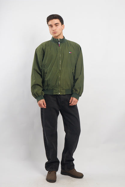 1990 Tommy Hilfiger Green Harrington Bomber Jacket (L/XL)