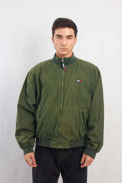 1990 Tommy Hilfiger Green Harrington Bomber Jacket (L/XL)