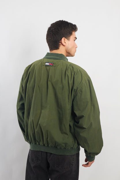 1990 Tommy Hilfiger Green Harrington Bomber Jacket (L/XL)