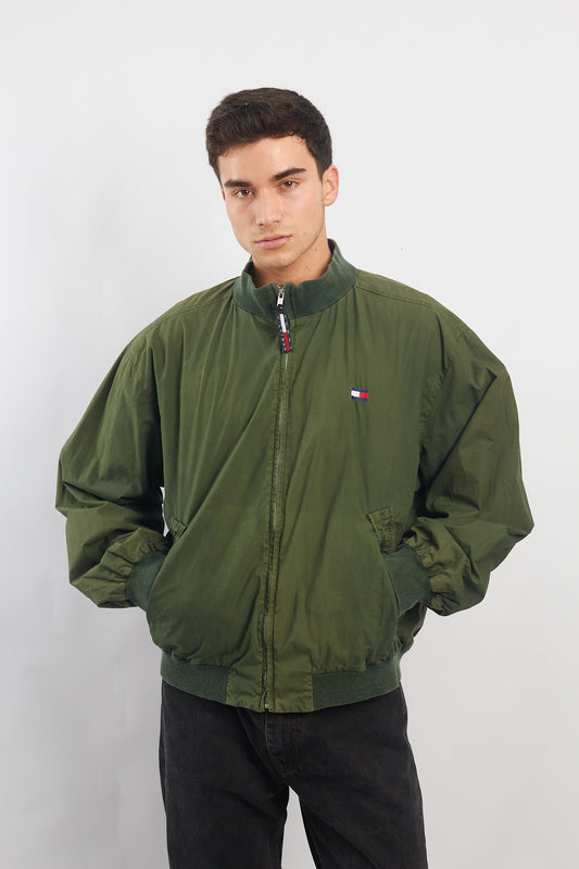 1990 Tommy Hilfiger Green Harrington Bomber Jacket (L/XL)