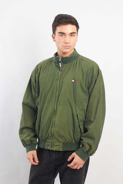 1990 Tommy Hilfiger Green Harrington Bomber Jacket (L/XL)