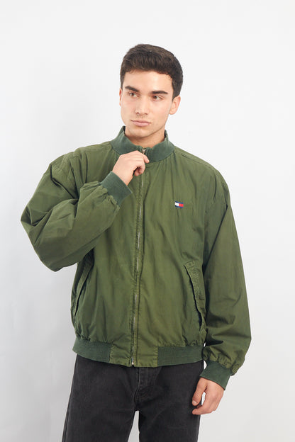 1990 Tommy Hilfiger Green Harrington Bomber Jacket (L/XL)