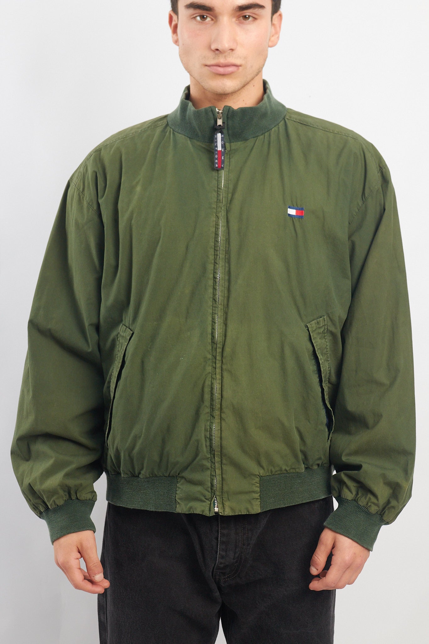 1990 Tommy Hilfiger Green Harrington Bomber Jacket (L/XL)