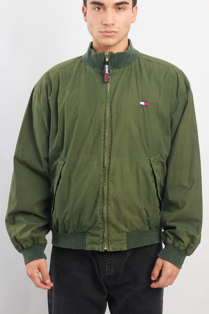 1990 Tommy Hilfiger Green Harrington Bomber Jacket (L/XL)