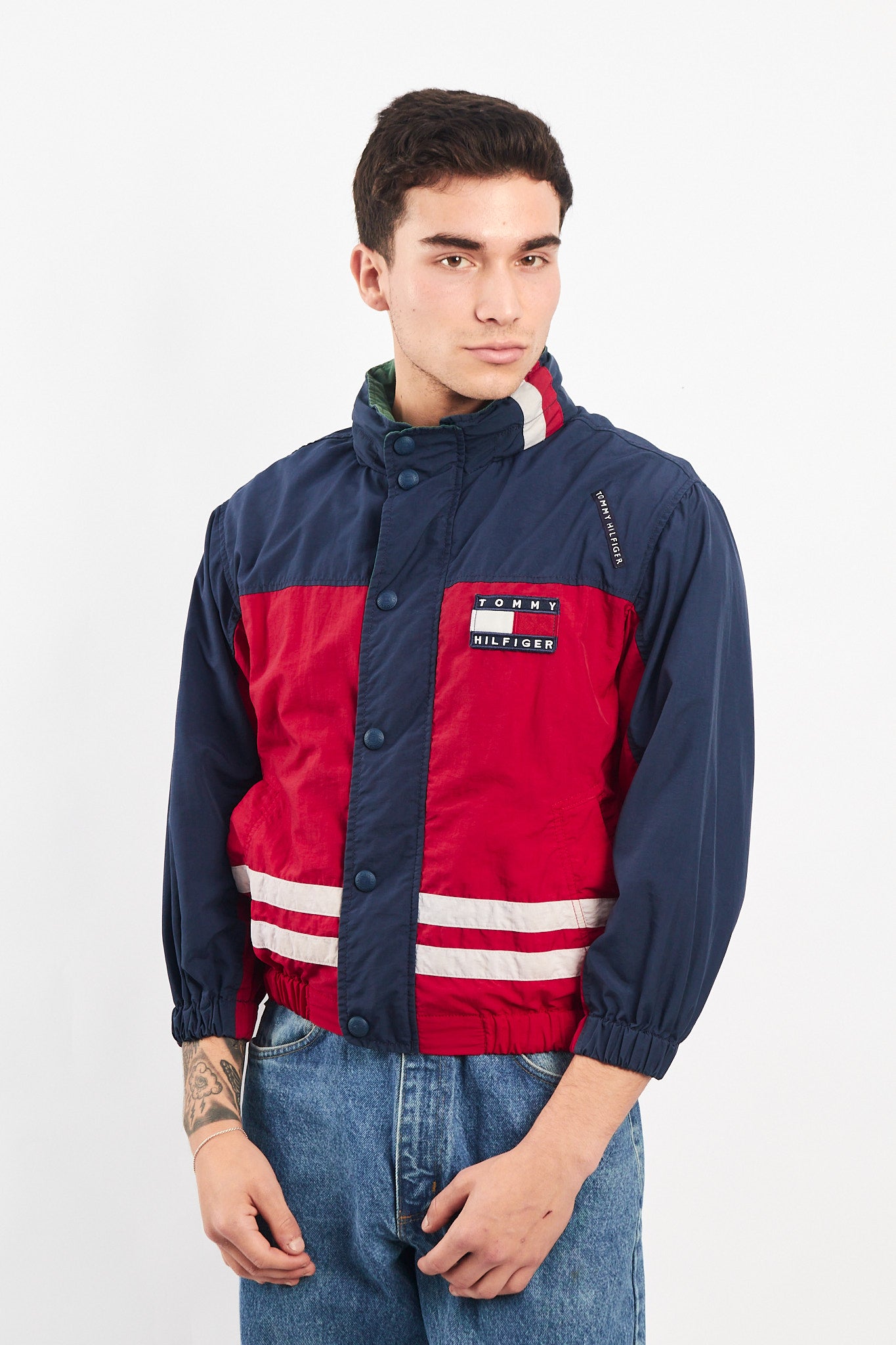 1990 Vintage Tommy Colorblock Bomber Jacket (XS/S)