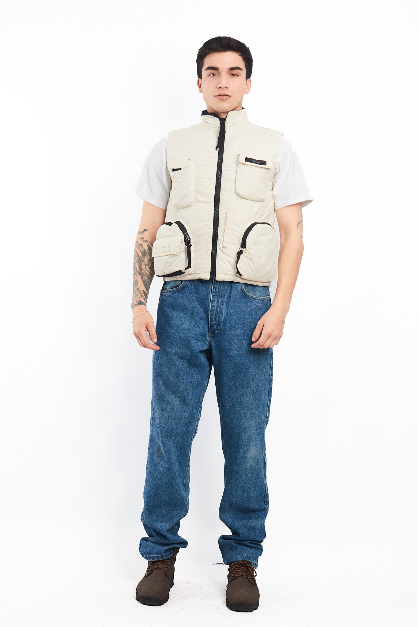 2000 Nautica Jeans Company Puffer Cargo Vest (S/M)