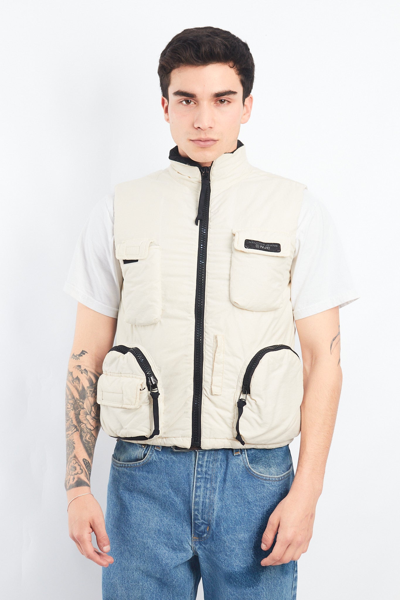 2000 Nautica Jeans Company Puffer Cargo Vest (S/M)