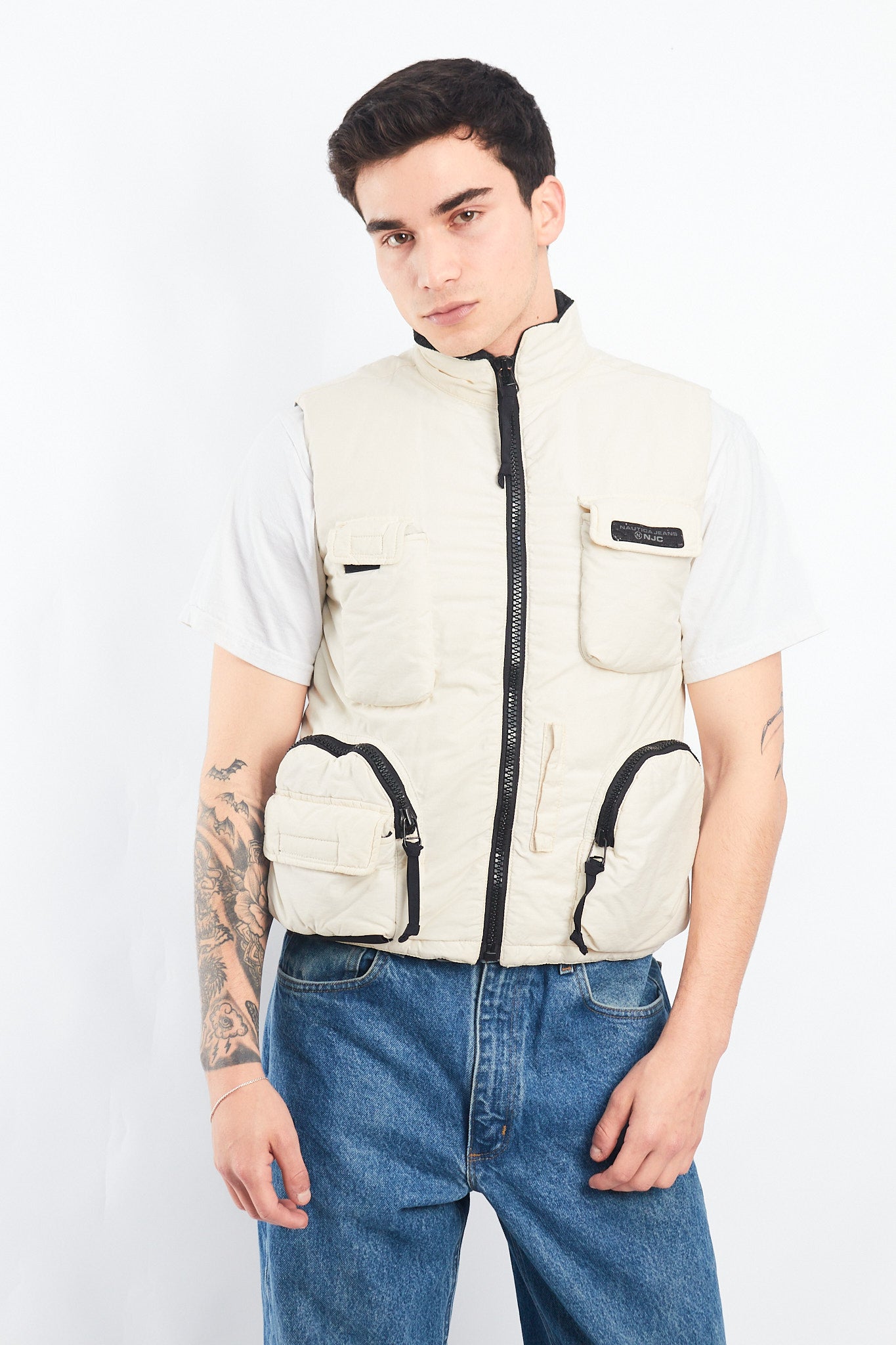 2000 Nautica Jeans Company Puffer Cargo Vest (S/M)