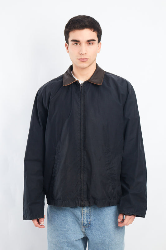 2000 Nautica Leather Collar Harrington Jacket (L)