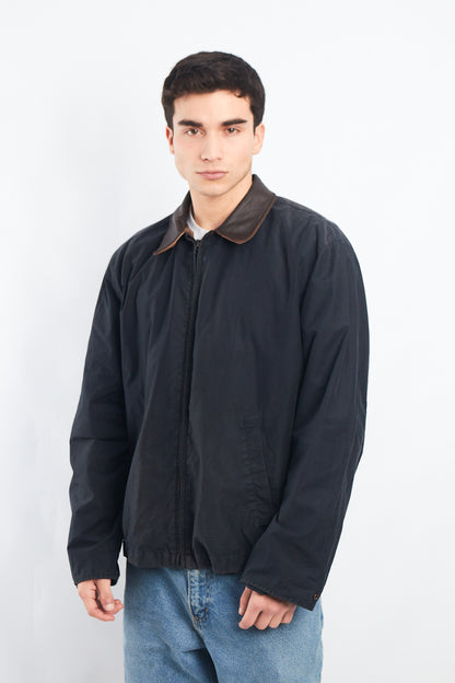 2000 Nautica Leather Collar Harrington Jacket (L)