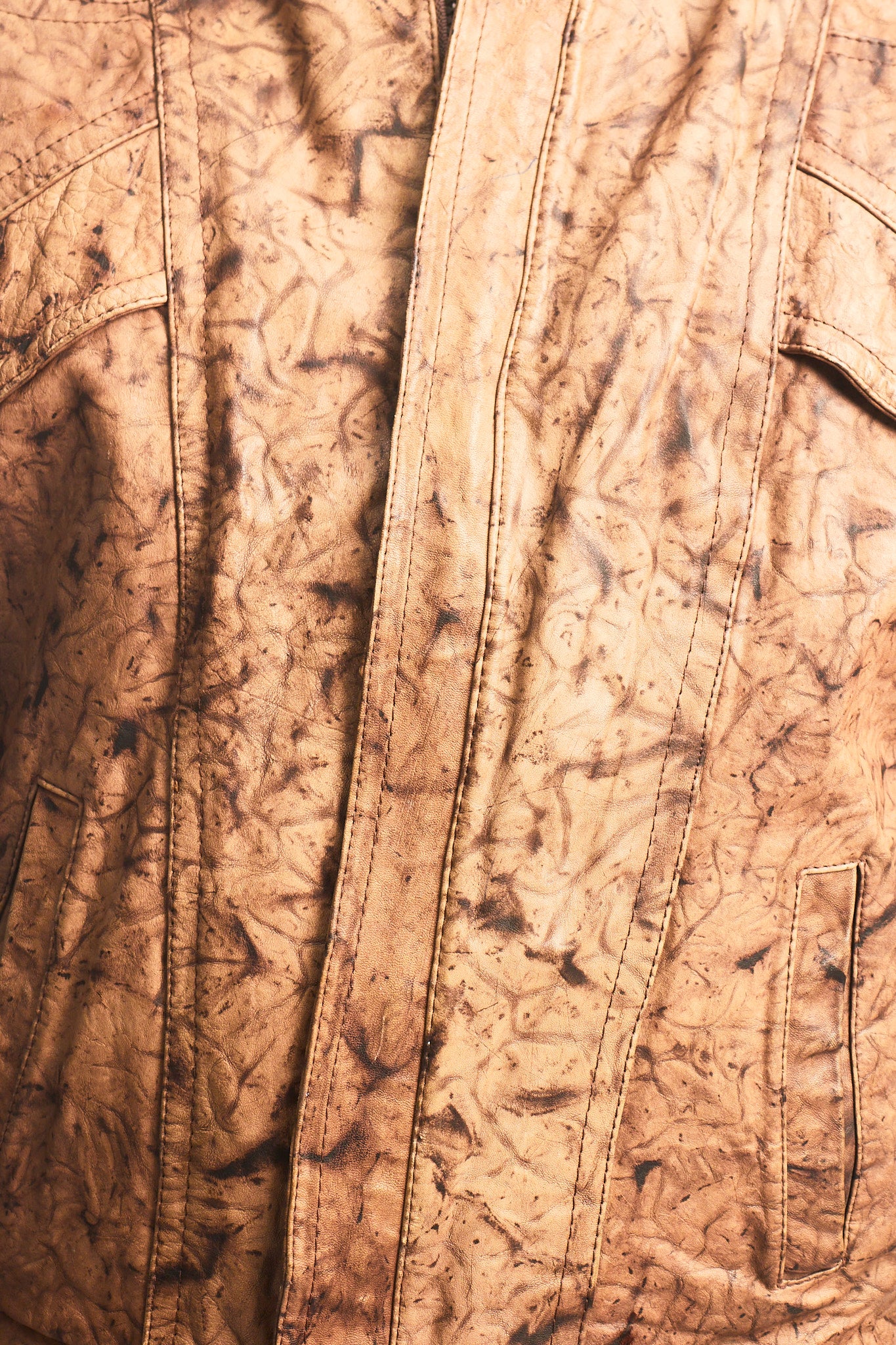 Vintage Camo Leather Bomber Jacket (S/M)