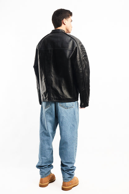 Vintage Max USA Flame Motocross Leather Jacket (L/XL)