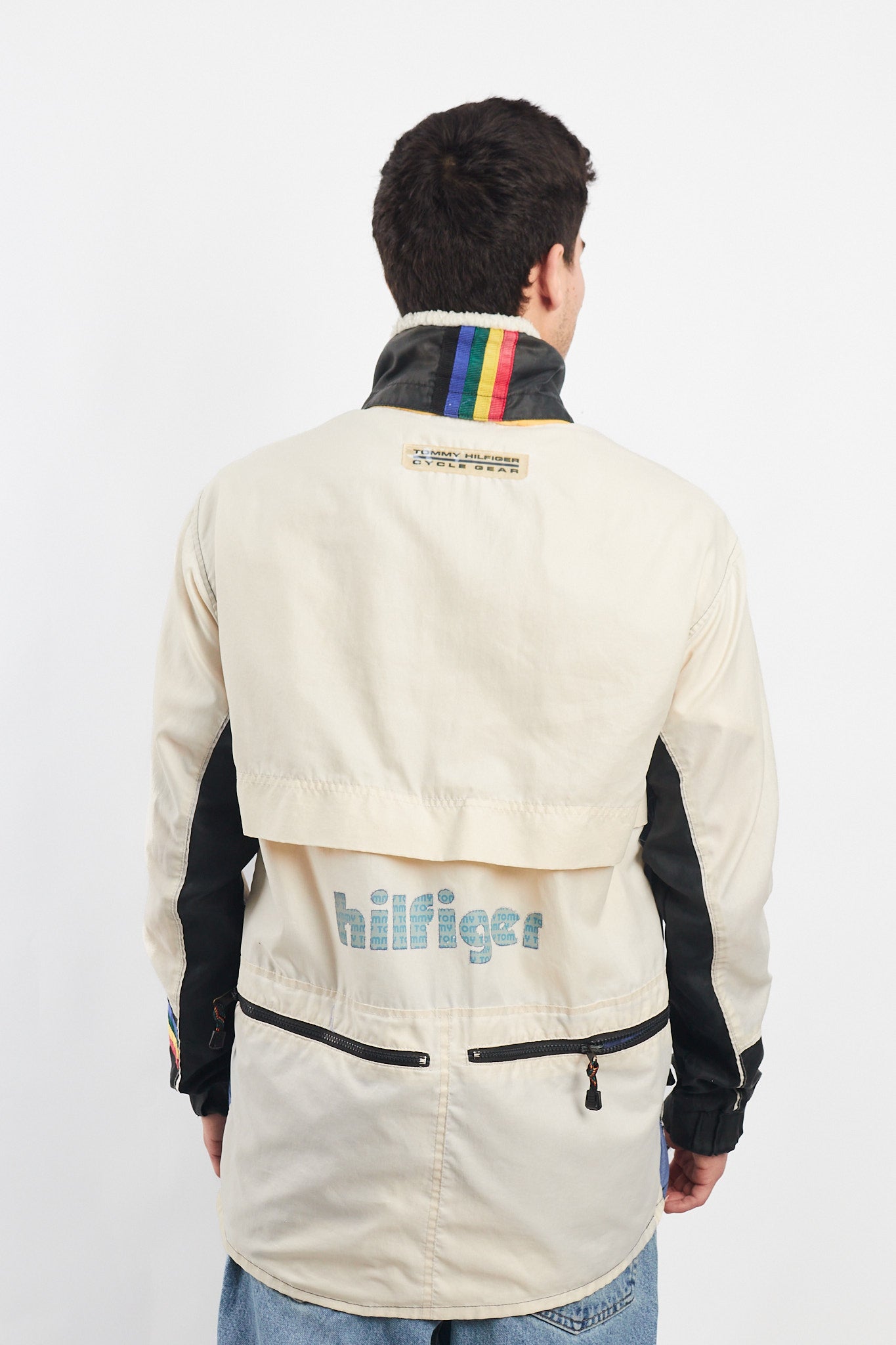 1990 Vintage Tommy Cycle Gear Rainbow Line Jacket (L)
