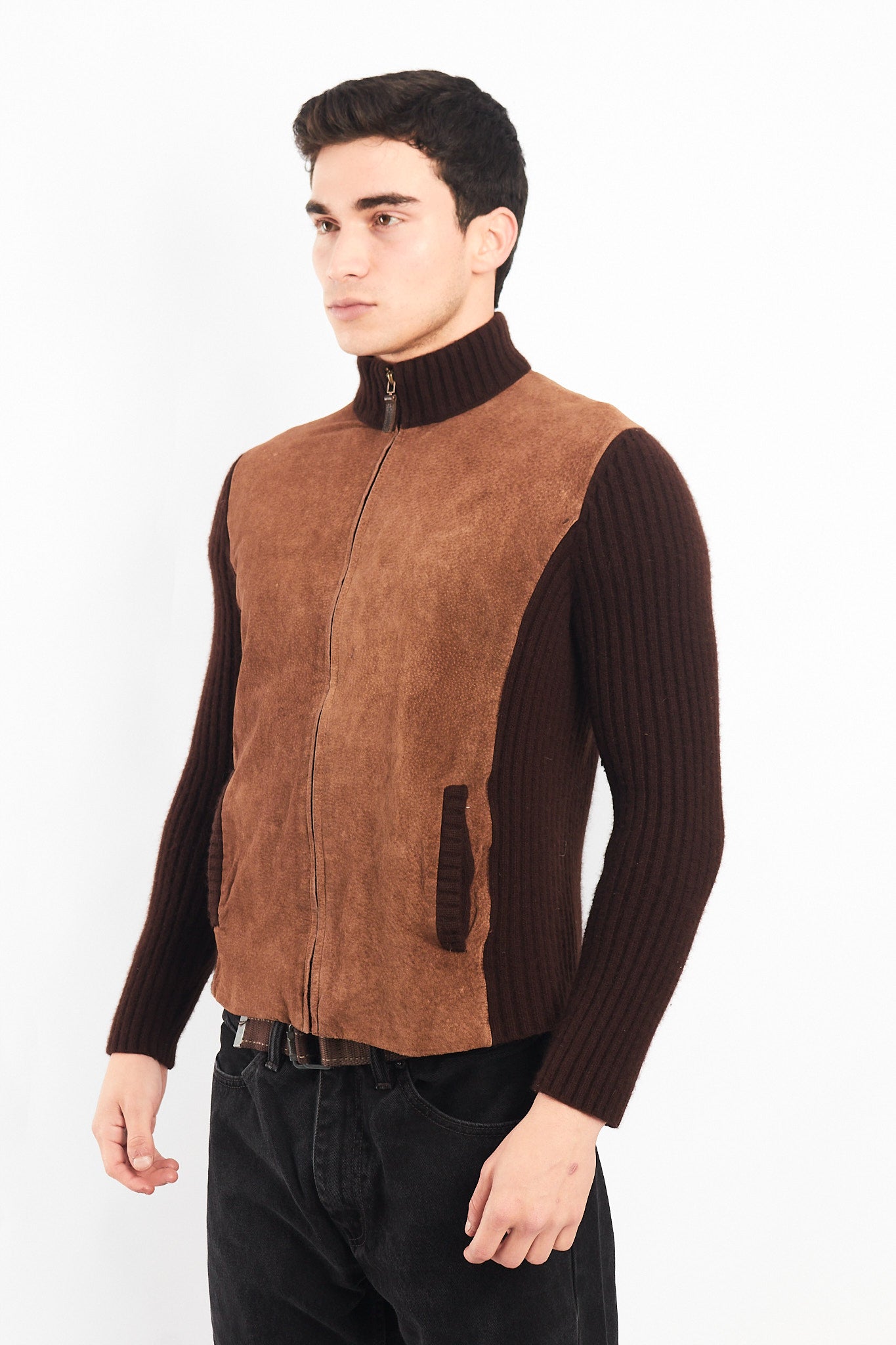 2000 Lauren RL Leather/Angora Rabbit ,Merino and Cashmere Wool Jacket (S/M)