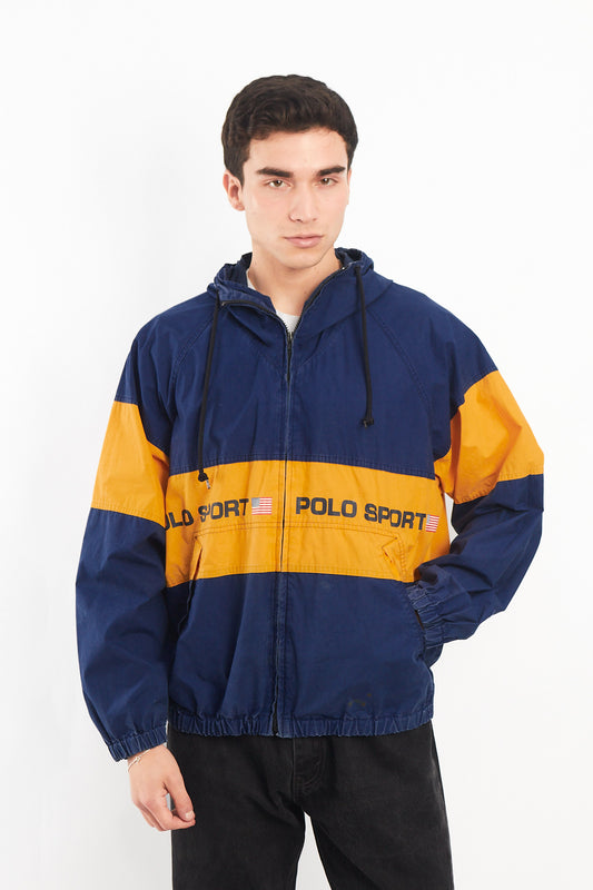 1990 Vintage Polo Sport Big Logo Hooded Windbreaker (M/L)