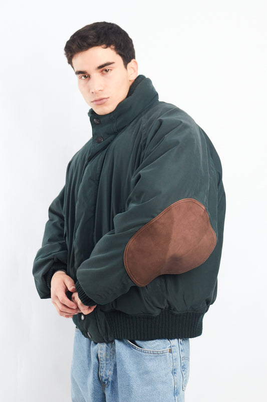 1990 Nautica Goose Down Leather Patched Puffer Jacket (L/XL)
