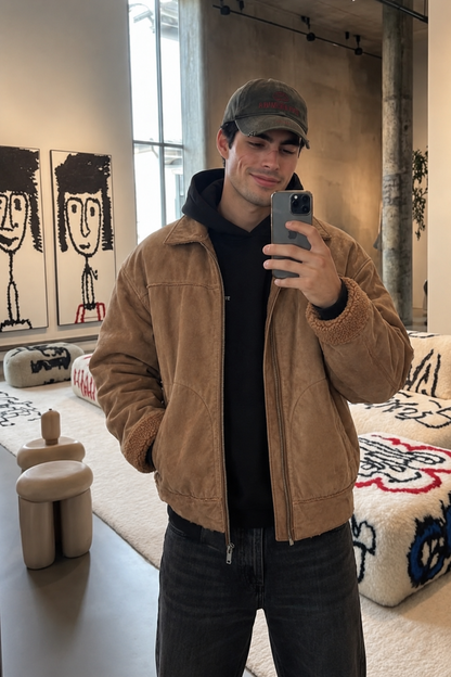 2000 Vintage Suede Sherpa Jacket (M)