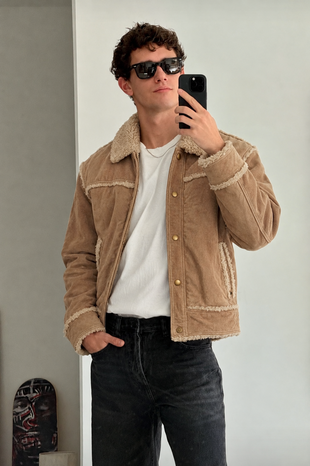 2000 Vintage Suede Sherpa Jacket (M/L)