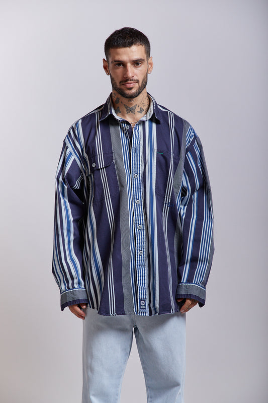 90s Tommy Hilfiger Striped Button Shirt (L/XL)