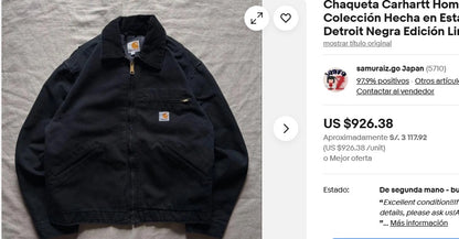 Vintage Carhartt Black Detroit Jacket (XL)