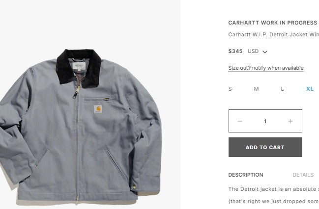 Carhartt WIP Dove Gray Detroit Jacket (S/M)