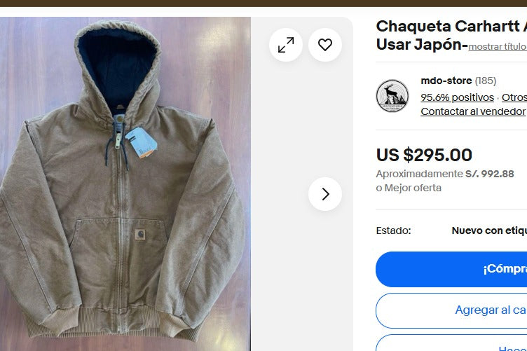 Vintage Carhartt J140 Cocoa Brown Duck Active Jacket (L/XL)