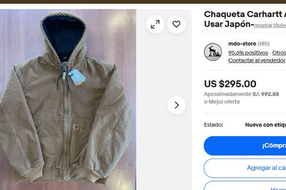 Vintage Carhartt J140 Cocoa Brown Duck Active Jacket (L/XL)