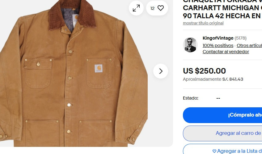 Vintage Carhartt C01 Hamilton Brown Michigan Chore Coat (M/L)