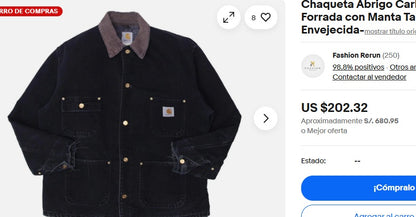 Vintage Carhartt C01 Black Michigan Chore Coat (M/L)